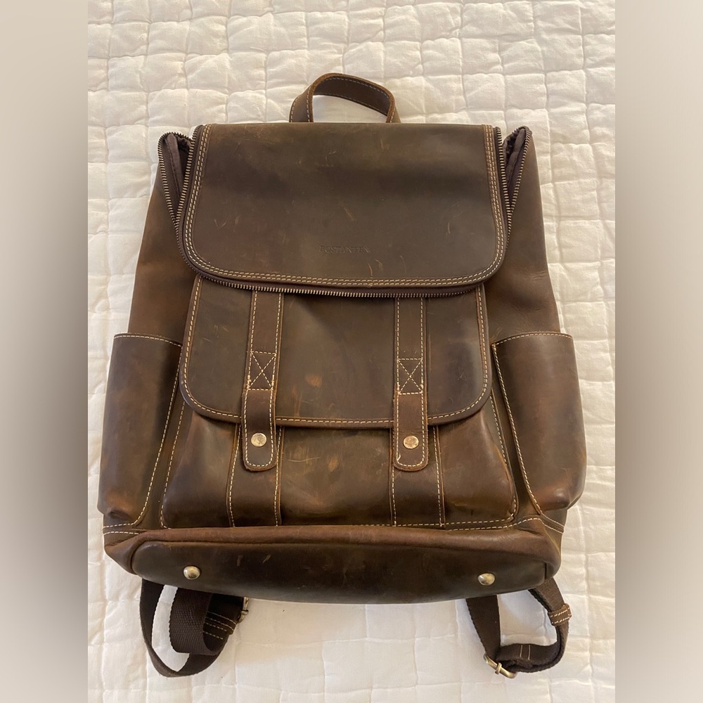 Bostanten Vintage Laptop Backpack - Handcrafted Leather